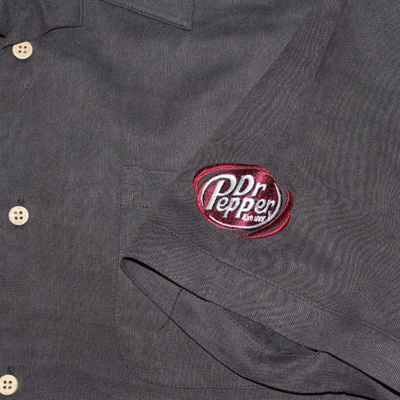 Cubavera Large Black Embroidered Dr Pepper Short Sleeve Bowling Camp Cigar Shirt - Picture 5 of 10